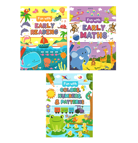 FUN WITH READING & MATHS SERIES SET OF 3 (EARLY READING, EARLY MATHS, & COLORS,NUMBERS,&PATTERNS)